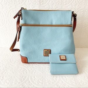 DOONEY & BOURKE Glacier Blue Pebble Grain Crossbody Bag and Wallet-Like New.